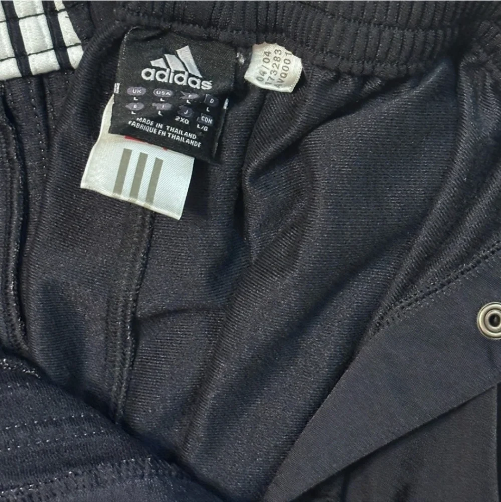 ADIDAS Three Stripe Tear Off Snap Warm Up Track Pants Black VINTAGE